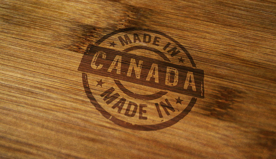 Made In Canada Stamp Printed On Wooden Box